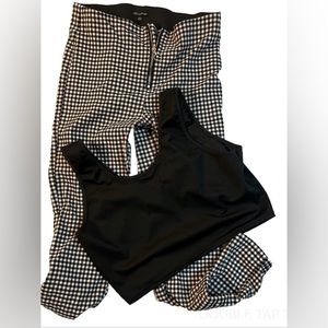 High waist black and white pants with black half shirt